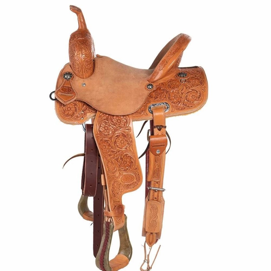 * Nrs Competitors Nrs Competitor Series 7/8 Breed Prairie Flower Natural Barrel Saddle | Barrel Racing Saddles