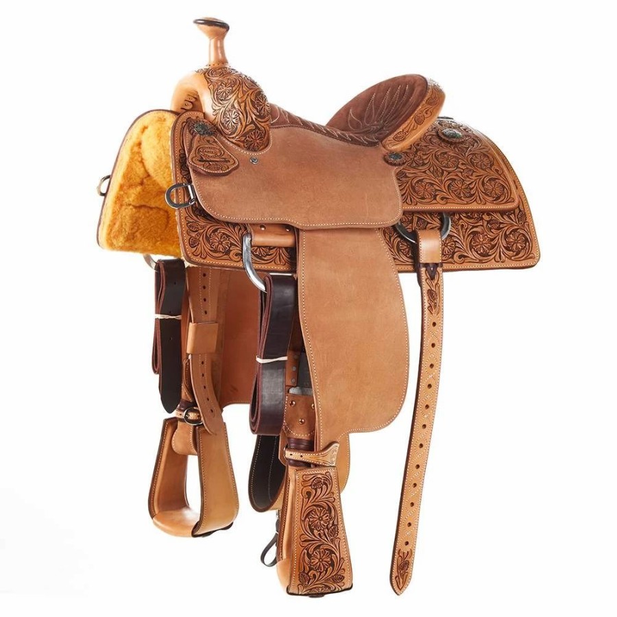 * Martin Saddlery Martin Natural Antique Nutmeg Suede Seat Team Roper | Roping Saddles