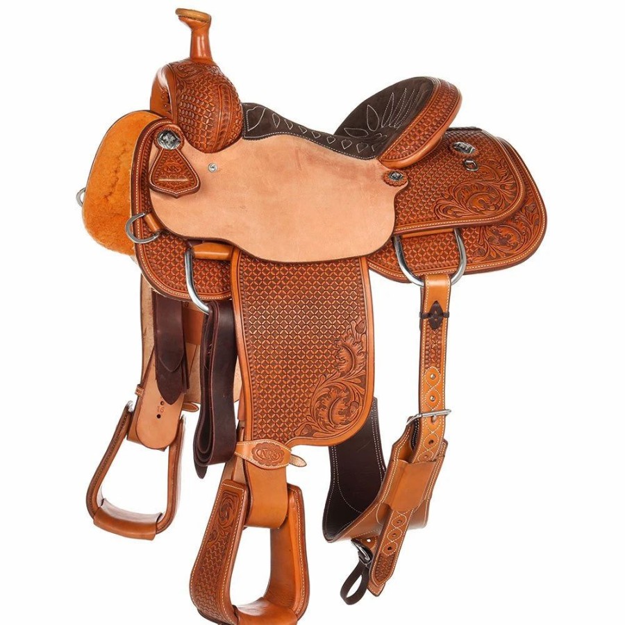 * Nrs Pro Series 7/8 Breed Oak And Acorn Waffle Team Roper | Roping Saddles