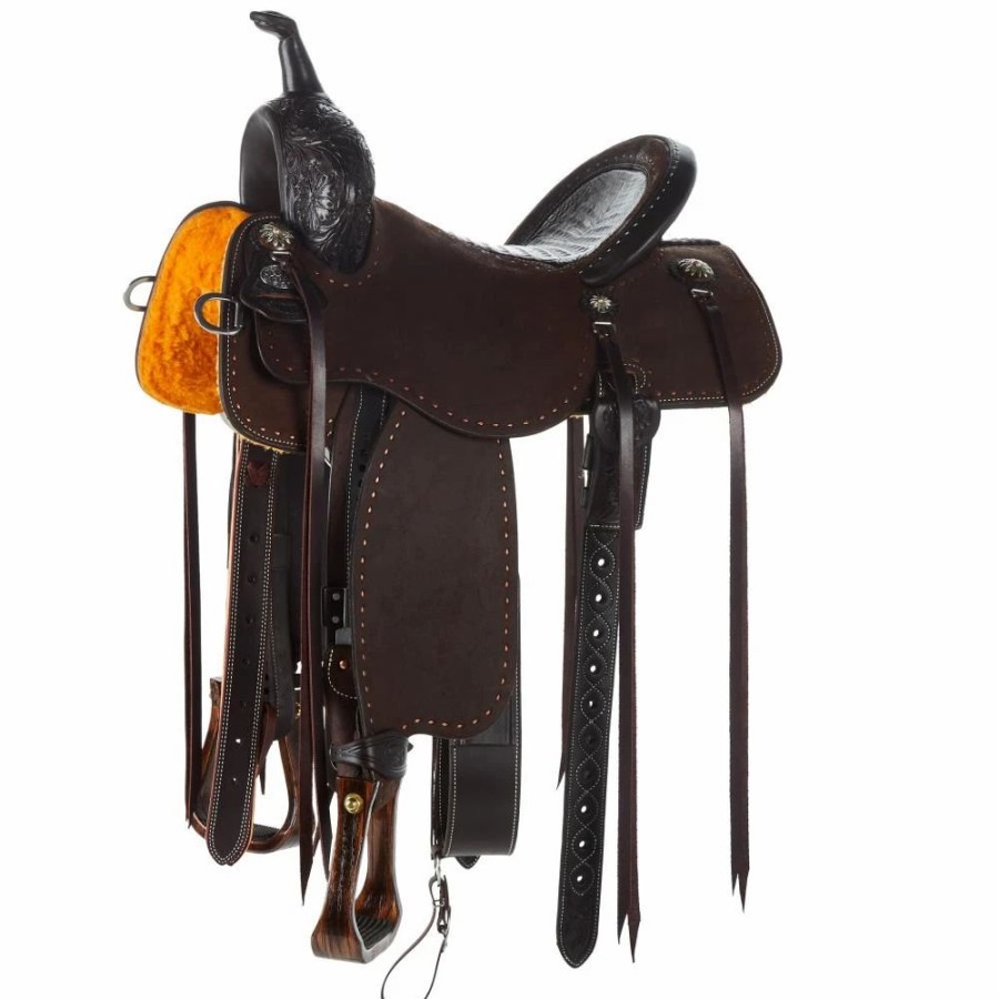 * Martin Saddlery 1/8 Breed Chocolate Wyoming Flower Btr Barrel Saddle | Barrel Racing Saddles