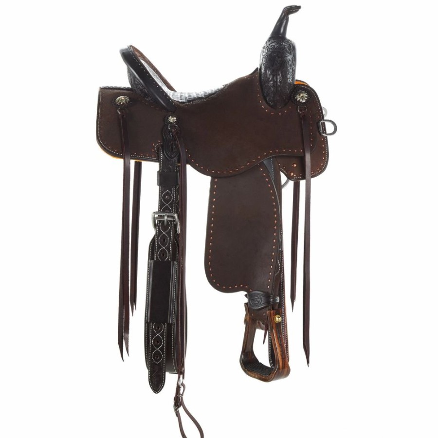 * Martin Saddlery 1/8 Breed Chocolate Wyoming Flower Btr Barrel Saddle | Barrel Racing Saddles