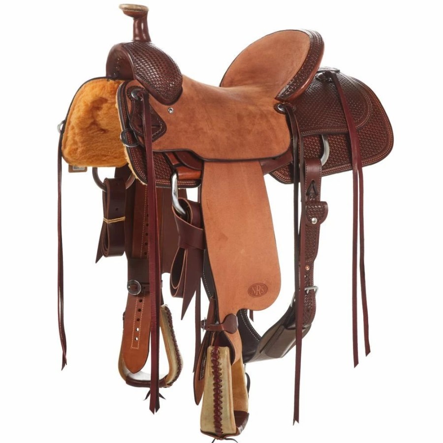 * Reinsman Heavy Oil 1/2 Breed Mini Basket Stamp Team Roper | Roping Saddles