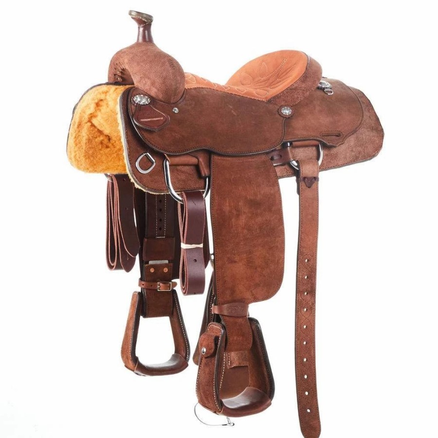 * Alamo Saddlery Roughout Chocolate Calf Roper | Roping Saddles