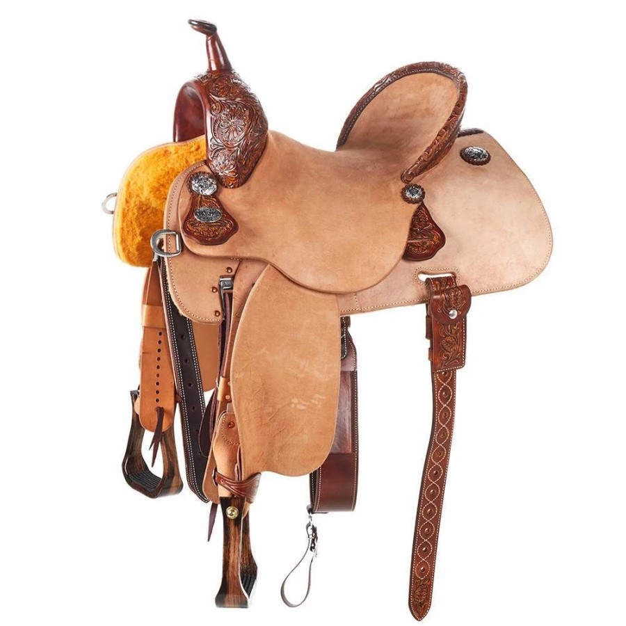 * Martin Saddlery Martin 1/8 Breed Stingray Natural Weathered Antique Mountain Daisy Barrel Saddle | Barrel Racing Saddles