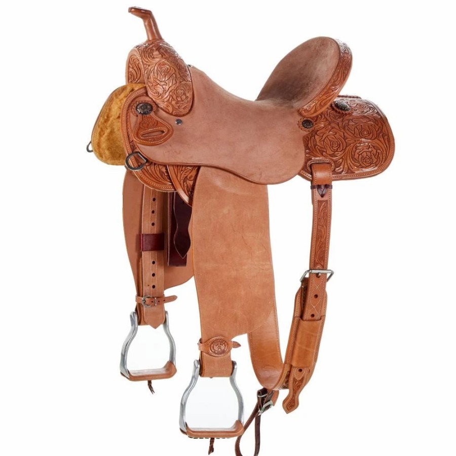 * Tomahawk 1/2 Breed Rose Floral Barrel Saddle | Barrel Racing Saddles