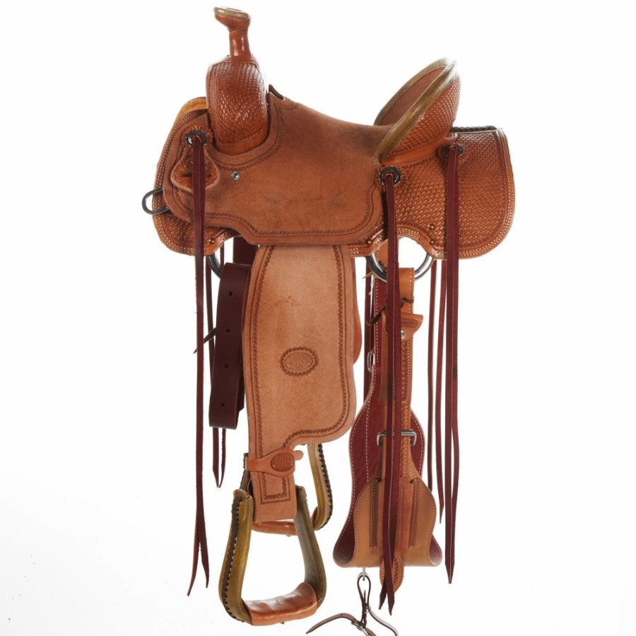 * Nrs Competitors Natural 1/2 Breed Basket Stamp Youth Team Roping Saddle | Youth Saddles